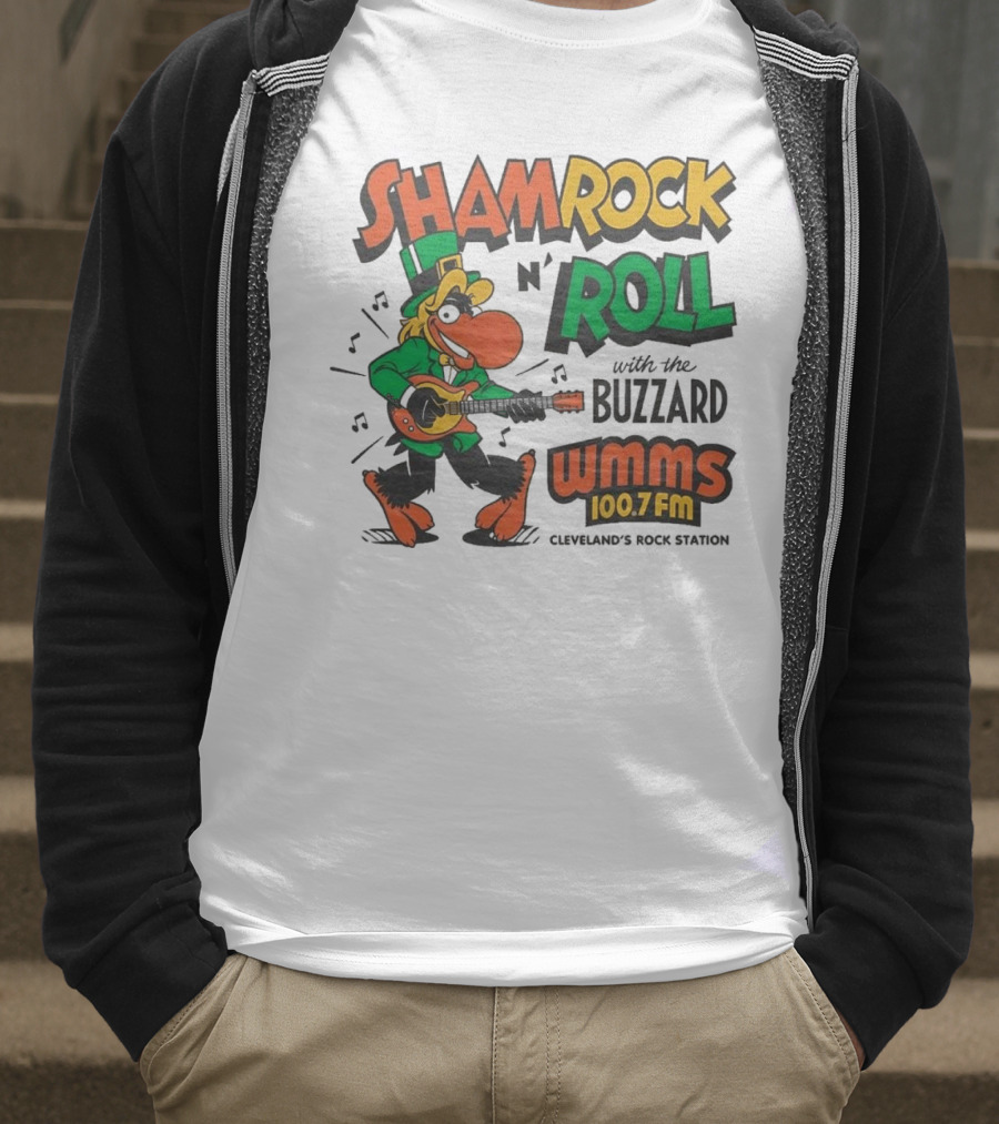 Shamrock N Roll With The Buzzard WMMS 100.7 FM Cleveland's Rock Station T-Shirt