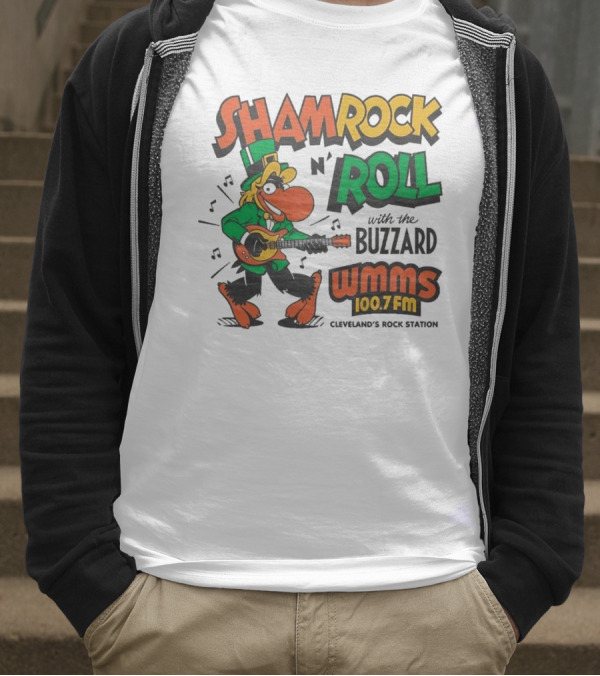 Shamrock N Roll With The Buzzard WMMS 100.7 FM Cleveland's Rock Station T-Shirt