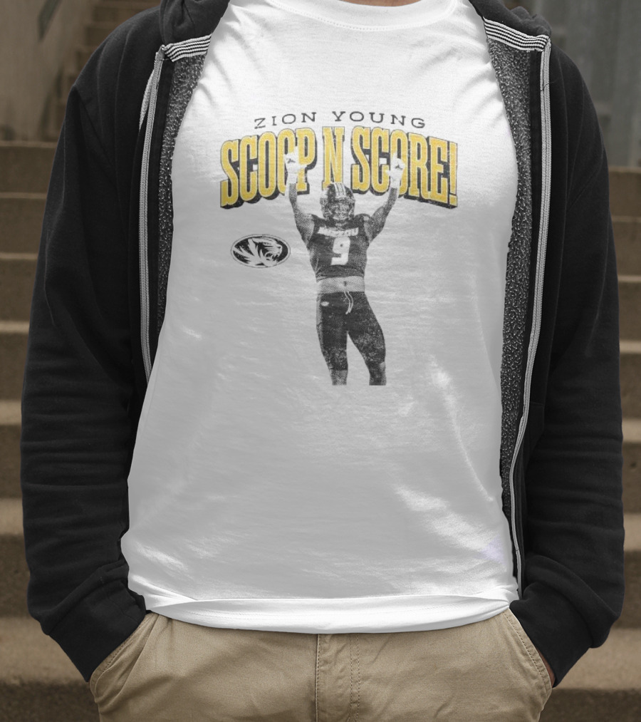 Zion Young Scoop N Score Missouri Tigers Player Number 9 Celebrate Victory T-Shirt