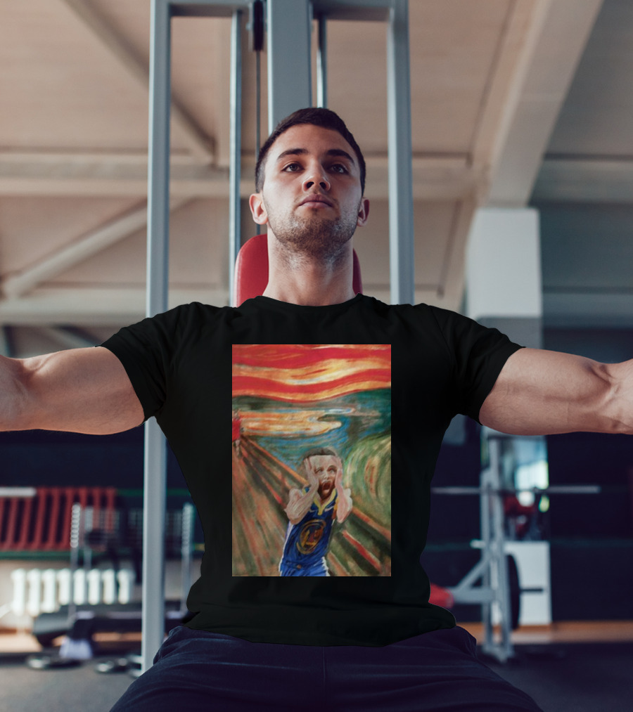Curry The Scream Basketball Star Meets Iconic Painting Fusion T-Shirt