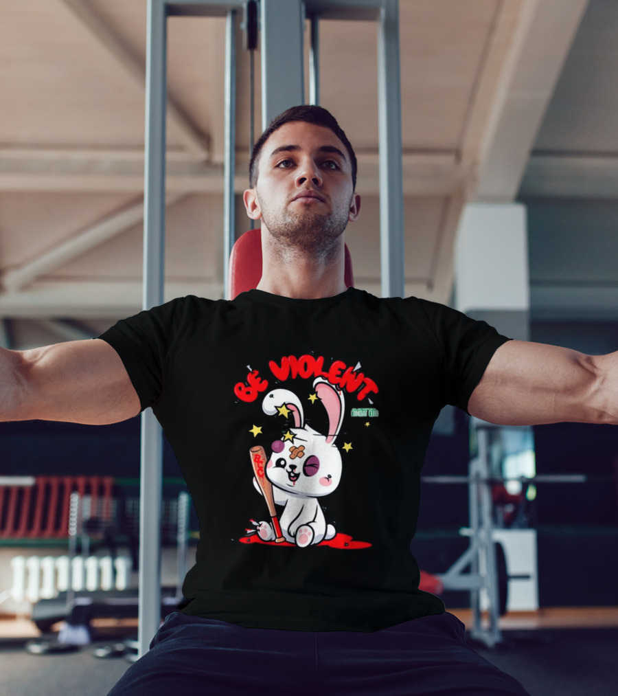 Be Violent Combat Club Rabbit With Bat T-Shirt