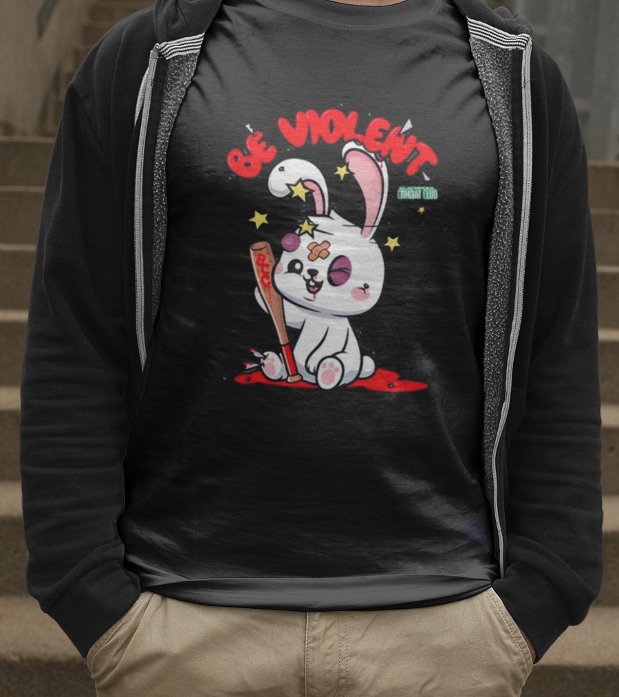 Be Violent Combat Club Rabbit With Bat T-Shirt