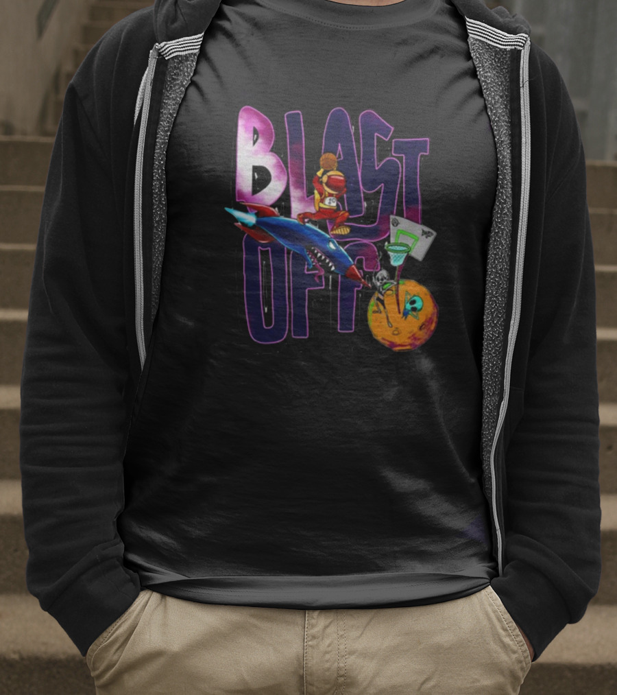 Blast Off Basketball Rocket Dunk Sports Fan T-Shirt