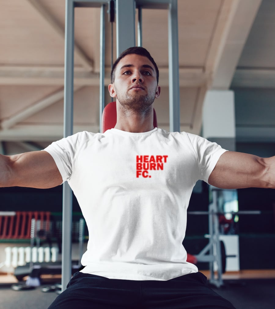 Redmancdesigns Heartburn FC Bold Red Text Minimalist T-Shirt