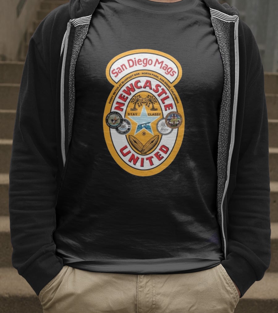 San Diego Mags Newcastle United Stay Classy So Cal Geordie Badge T-Shirt