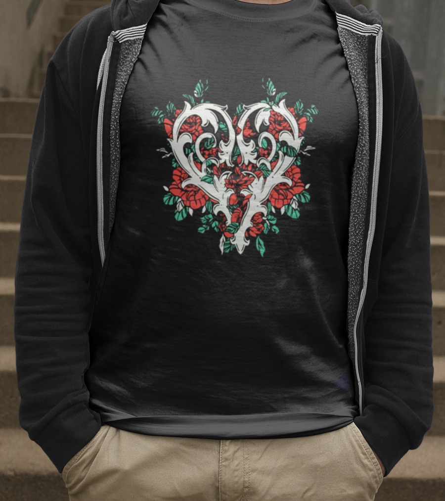 Ricky Olson Gothic Floral Heart T-Shirt