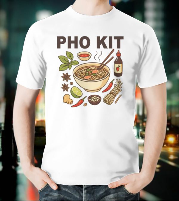 Pho Kit Noodle Bowl With Ingredients And Chopsticks T-Shirt