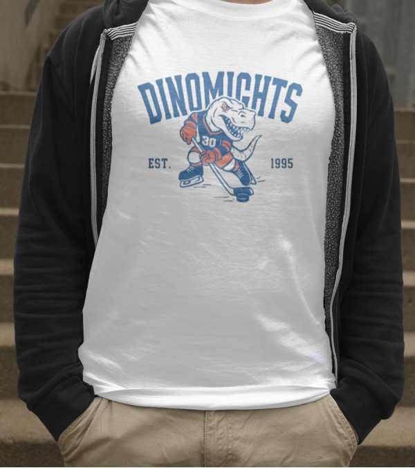 DinoMights Hockey Est 1995 Dinosaur Team Mascot T-Shirt