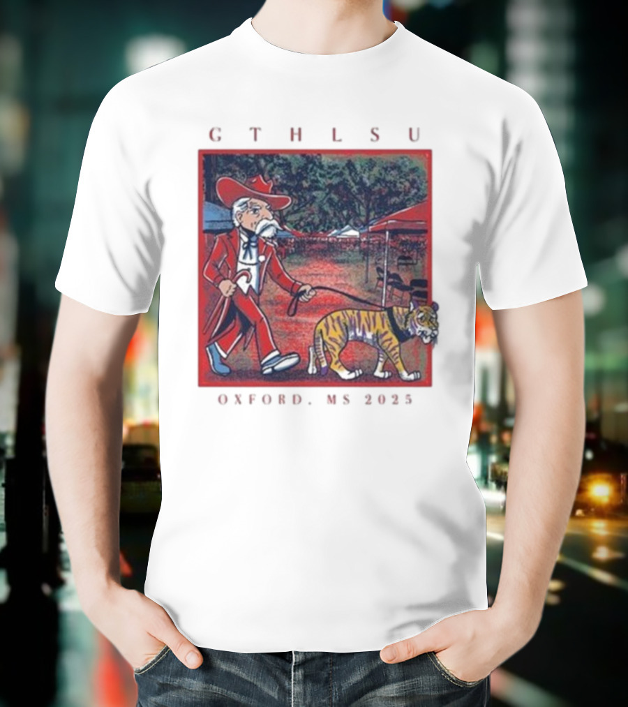 GTH LSU Rebel Walking Tiger Oxford MS 2025 T-Shirt