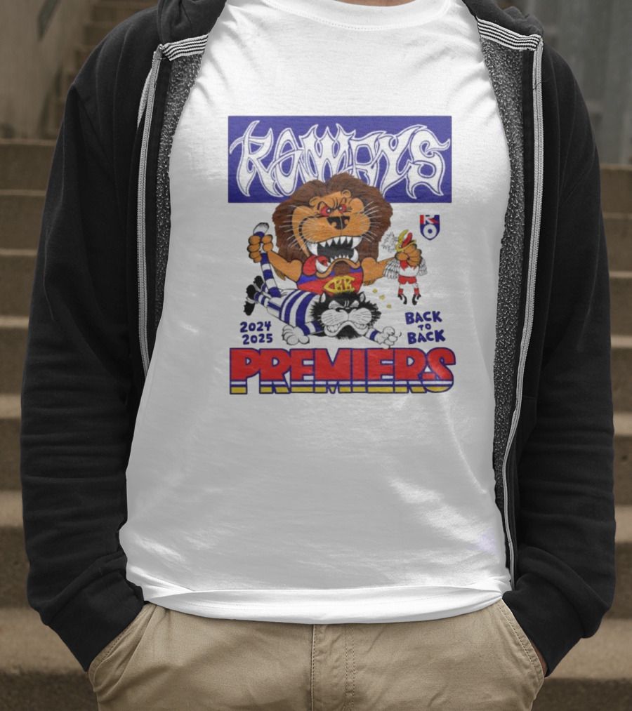 Brisbane Lions Rowdy Premiers 2024 2025 Back To Back T-Shirt