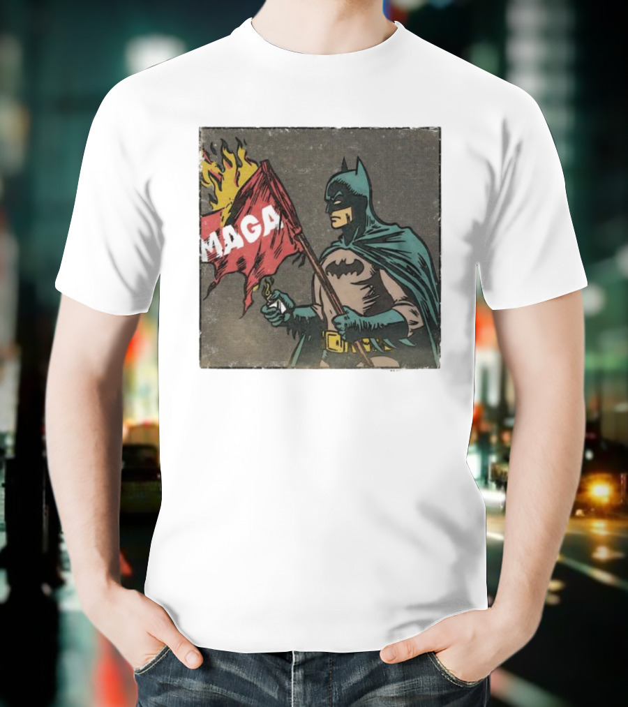 "Cult Of The Batman Holding Burning MAGA Flag" T-Shirt
