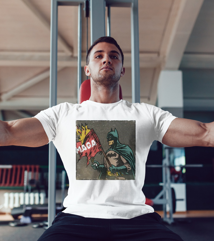 "Cult Of The Batman Holding Burning MAGA Flag" T-Shirt