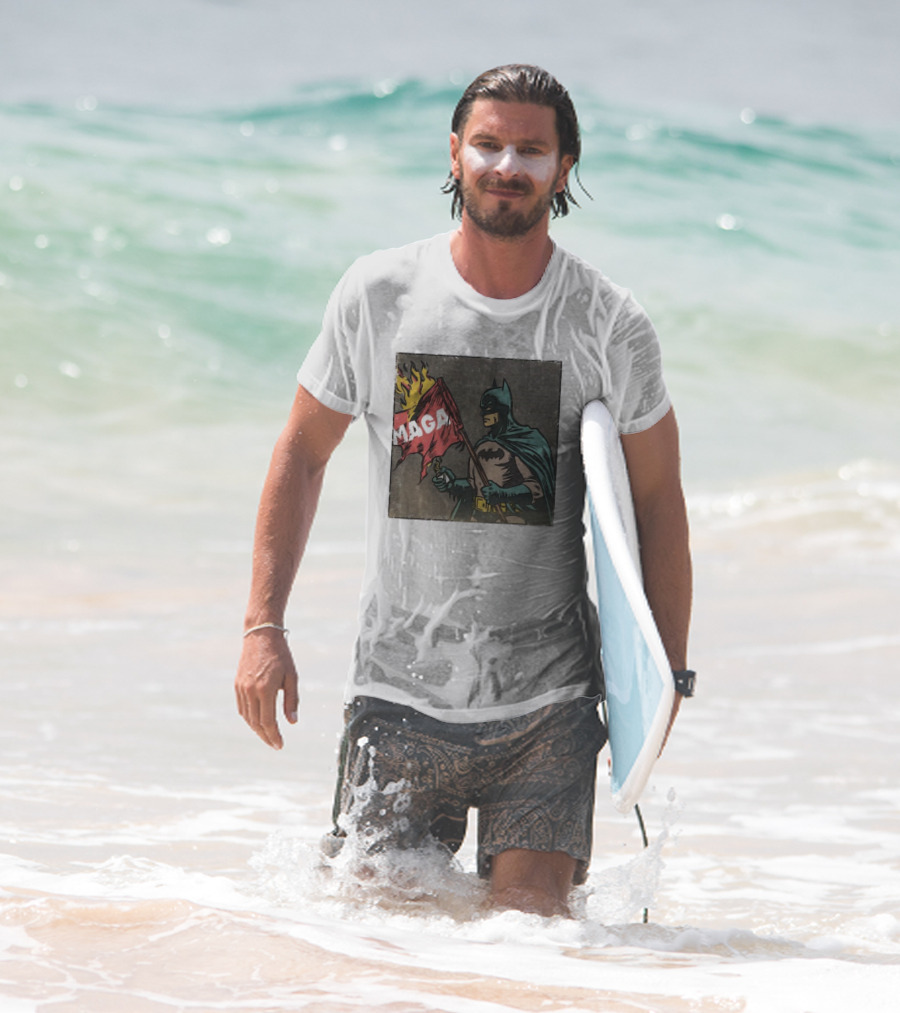 "Cult Of The Batman Holding Burning MAGA Flag" T-Shirt