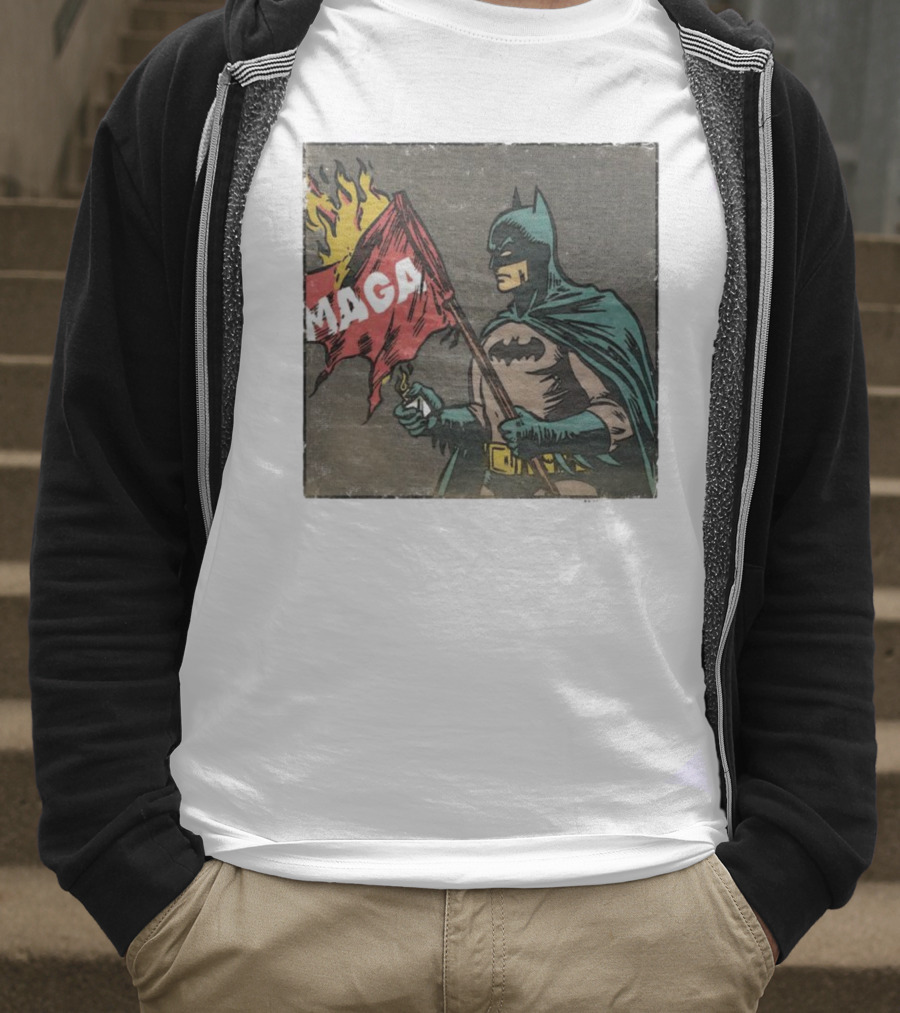 "Cult Of The Batman Holding Burning MAGA Flag" T-Shirt