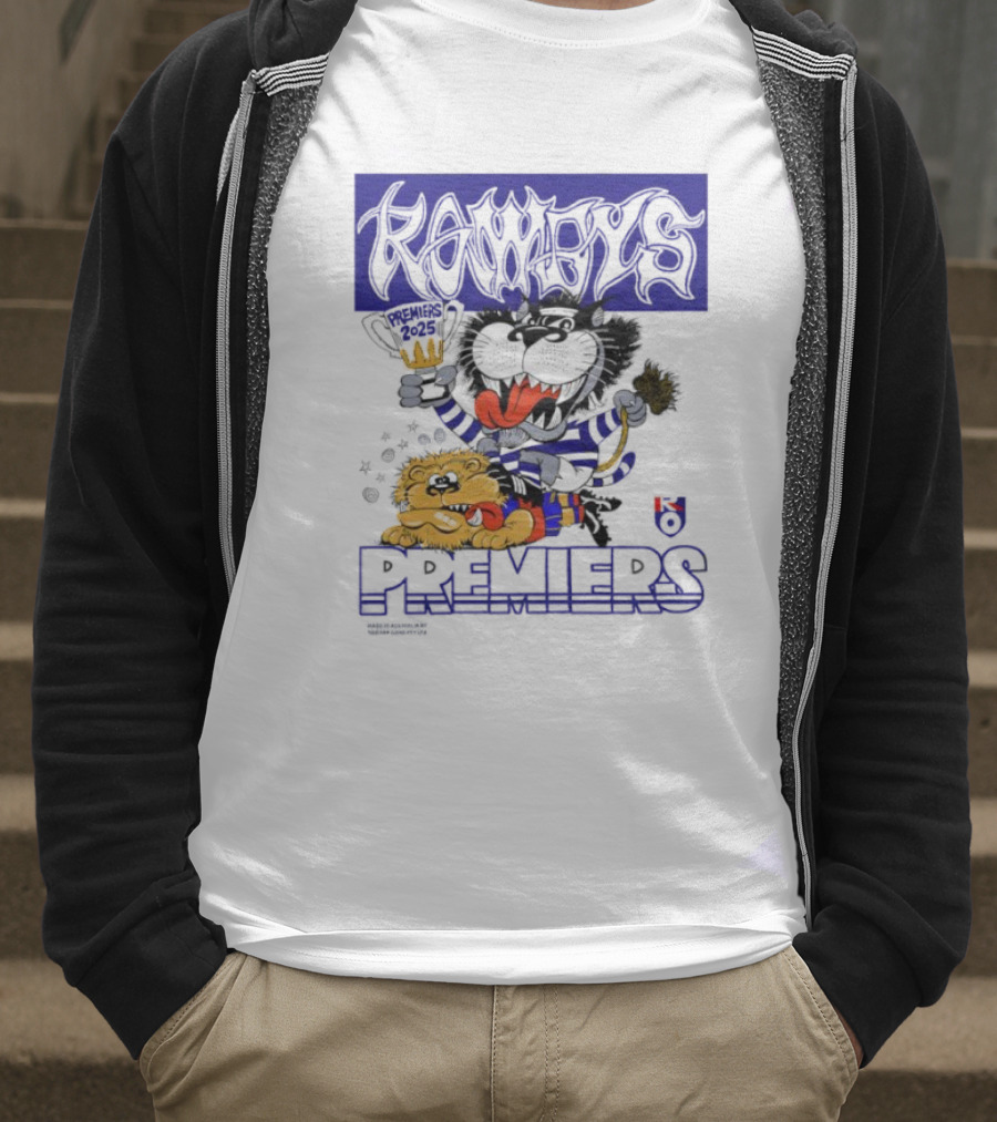 Geelong Cats Rowdys AFL Grand Finals 2025 Premiers Champions Cartoon Style T-Shirt