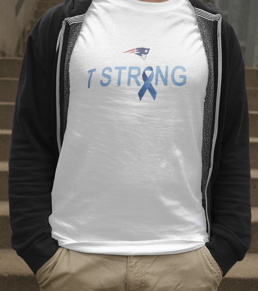 Patriots Strong Blue Ribbon Symbol With Mike Vrabel T-Shirt
