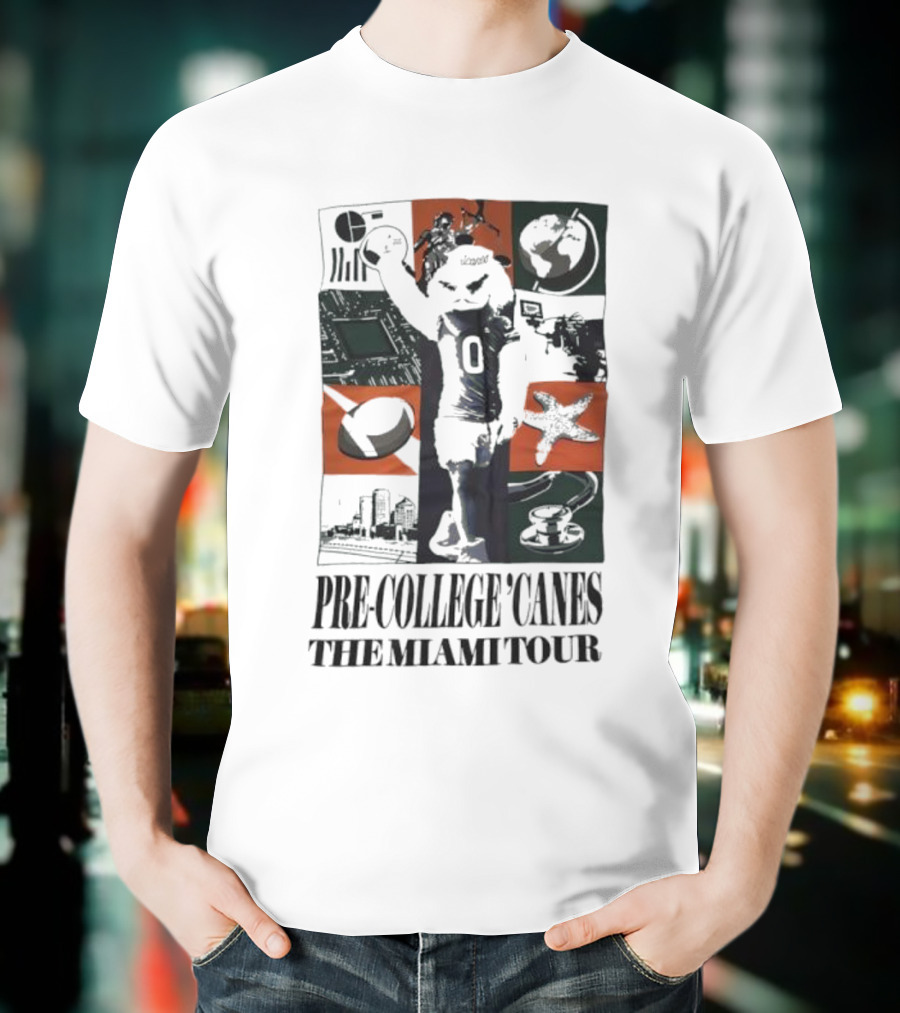 Pre-College 'Canes The Miami Tour Hurricanes Football Astronaut Cityscape Starfish Basketball T-Shirt