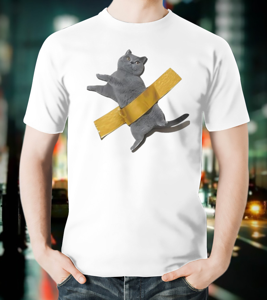 Tape Cat Joke Humor Duct Tape Gag T-Shirt