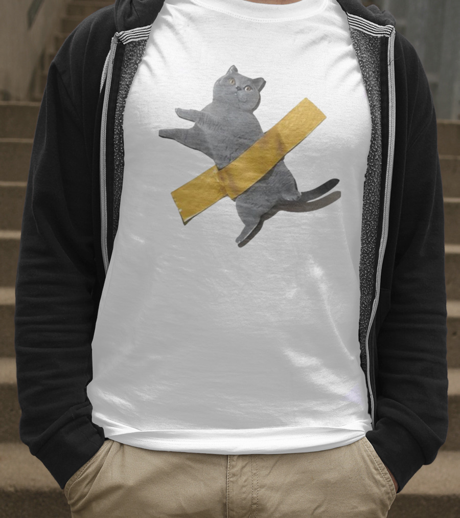 Tape Cat Joke Humor Duct Tape Gag T-Shirt