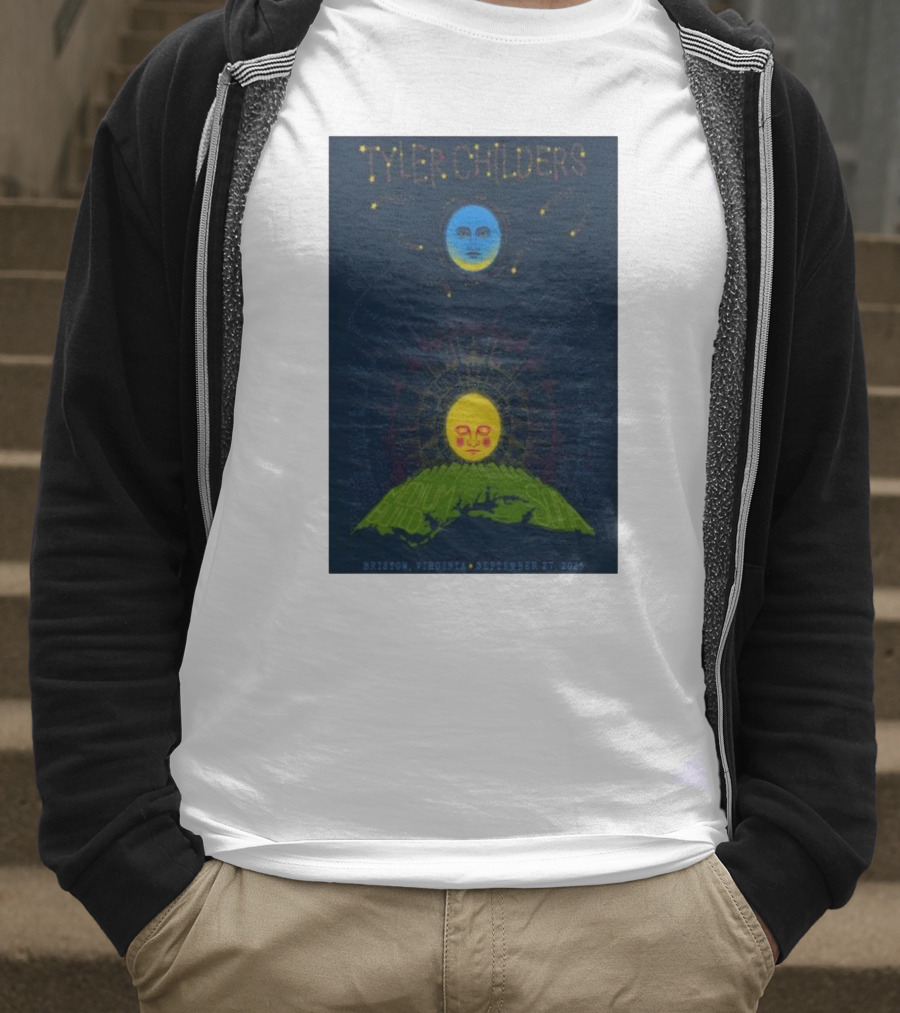 Tyler Childers Bristow Virginia September 27 2025 Medium Build Sola Blue Moon Yellow Sun T-Shirt