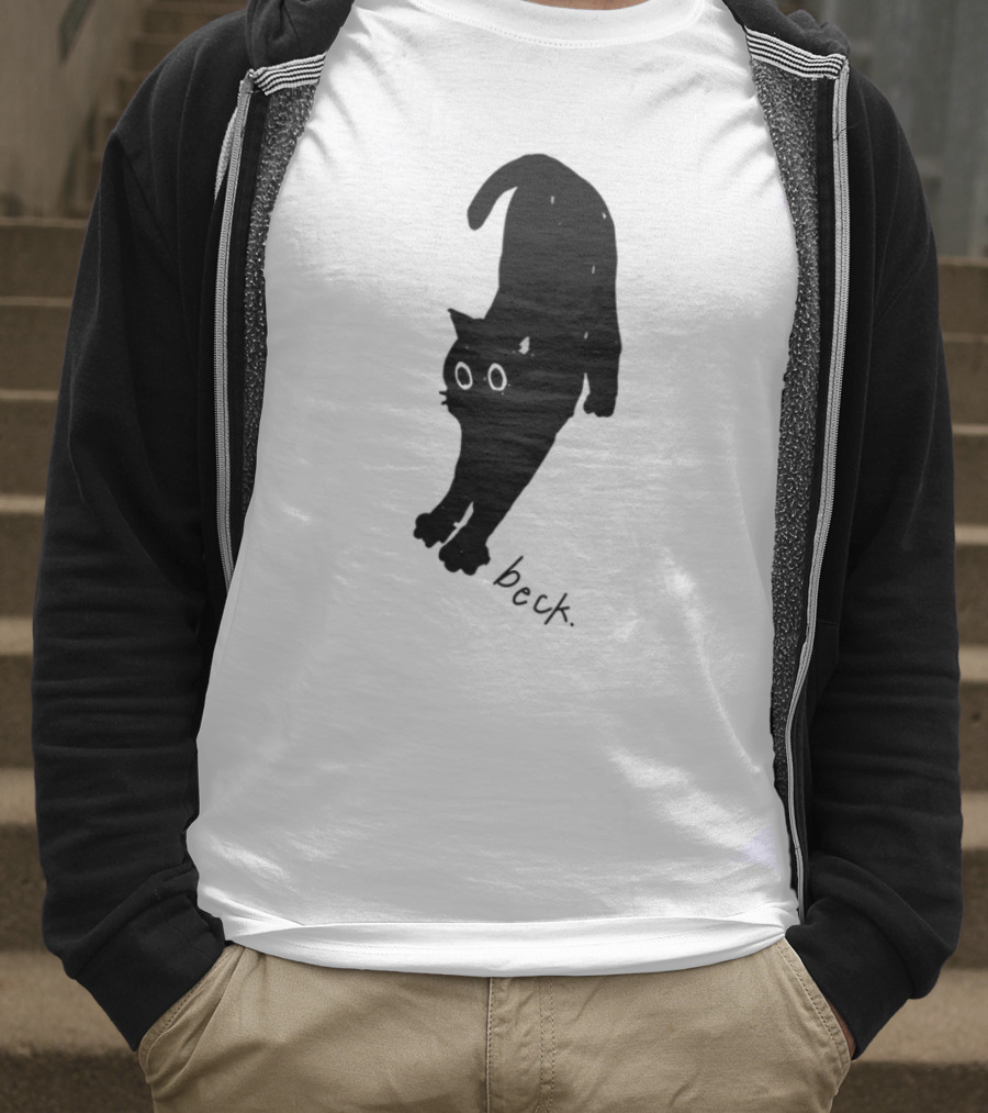 Beck Stretching Cat Silhouette Black Outline T-Shirt
