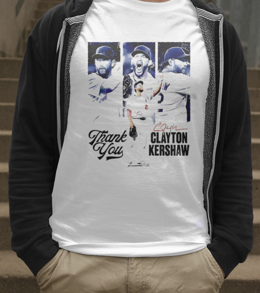 Clayton Kershaw Los Angeles Dodgers Thank You Signature Cursive T-Shirt