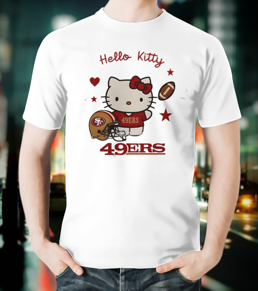 Hello Kitty 49ers Collaboration San Francisco Football Helmet T-Shirt