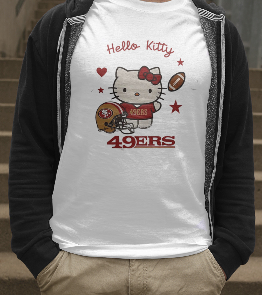 Hello Kitty 49ers Collaboration San Francisco Football Helmet T-Shirt