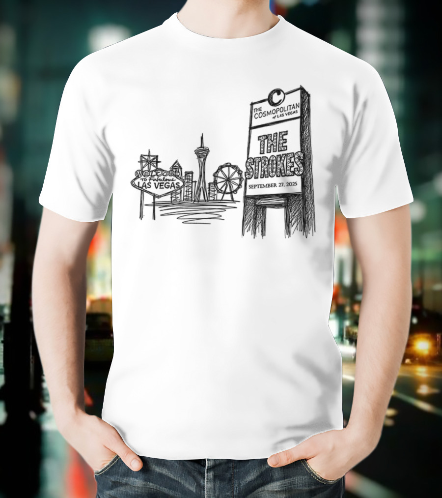 Las Vegas Landmarks Neon Sign Skyline 2025 T-Shirt