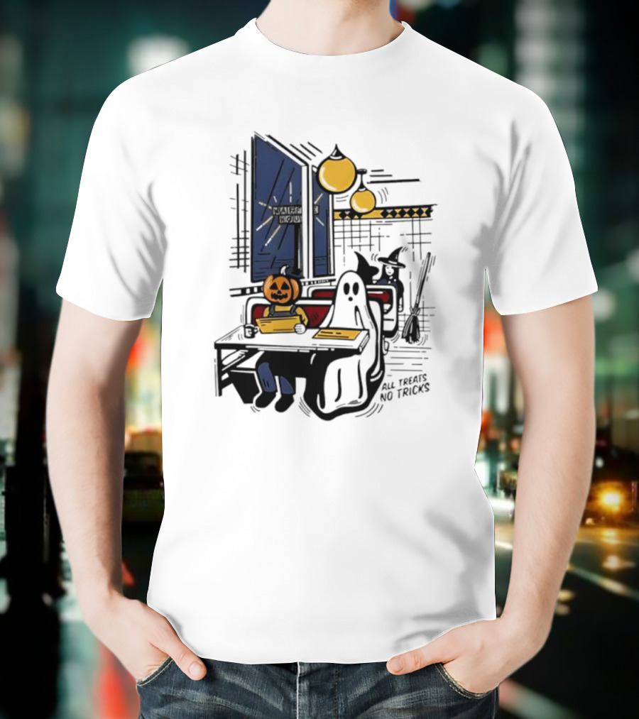 Waffle House Halloween All Treats No Tricks Jack-O-Lantern Characters T-Shirt