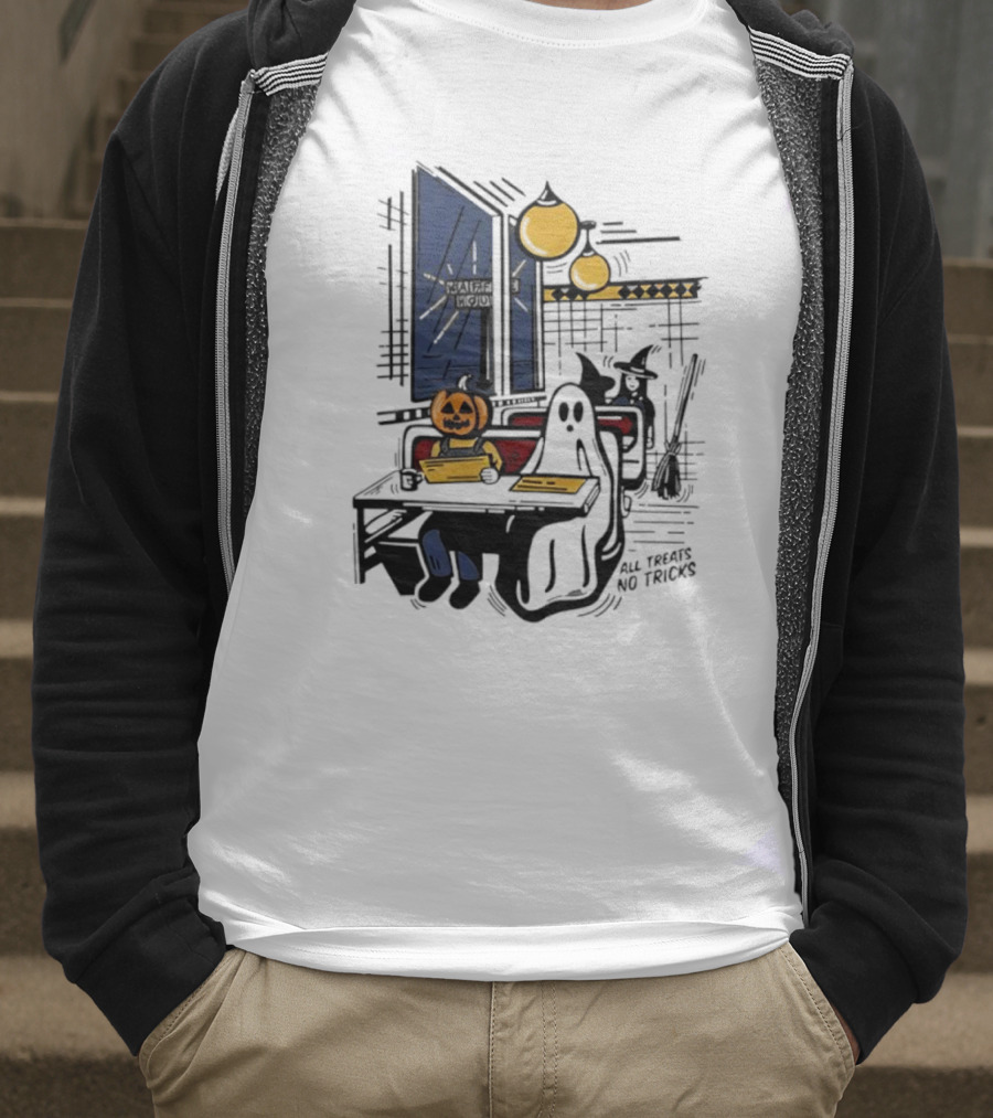 Waffle House Halloween All Treats No Tricks Jack-O-Lantern Characters T-Shirt