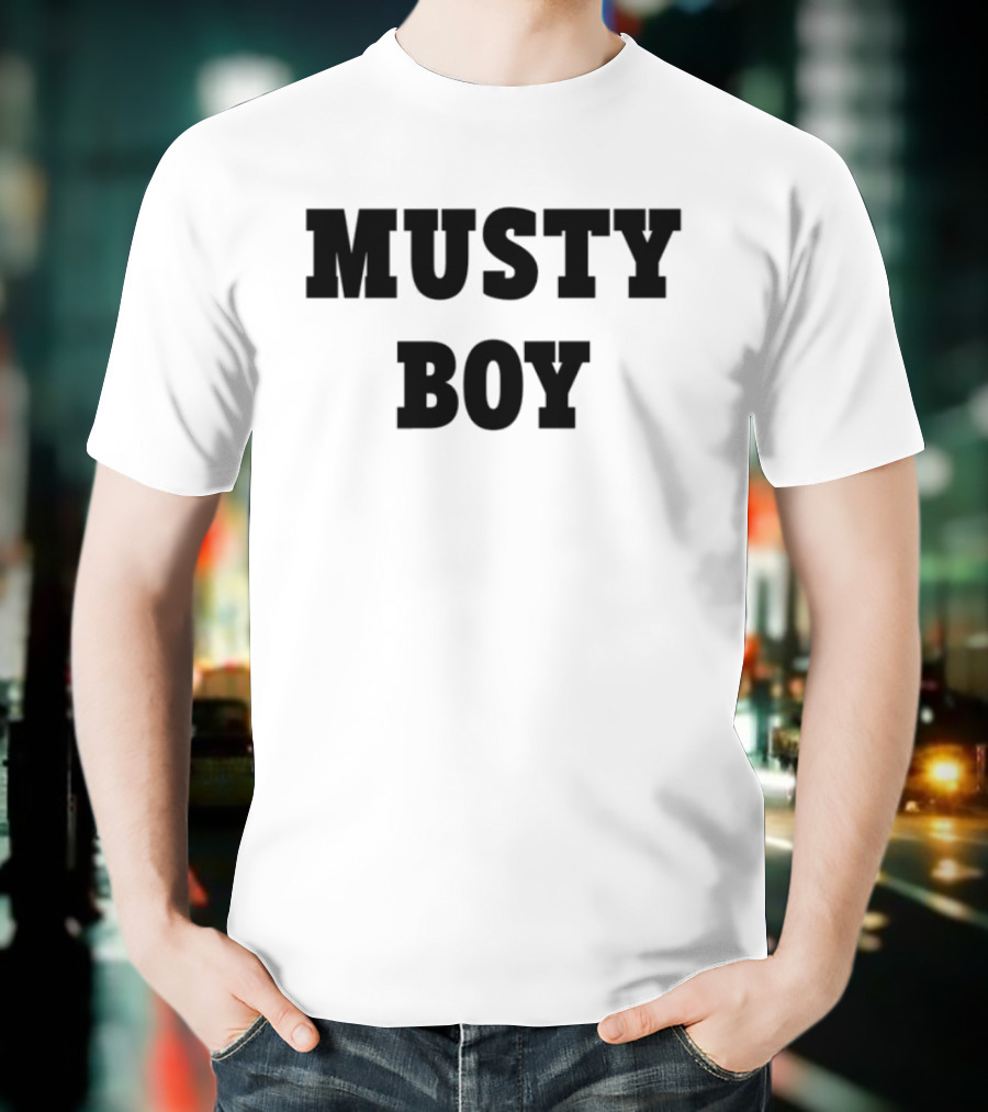 Musty Boy Fun Doodle Typography Hand-Drawn Sketch Style T-Shirt