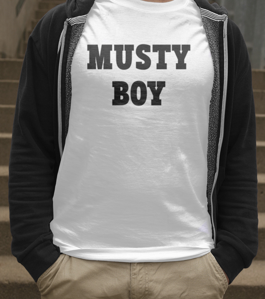 Musty Boy Fun Doodle Typography Hand-Drawn Sketch Style T-Shirt