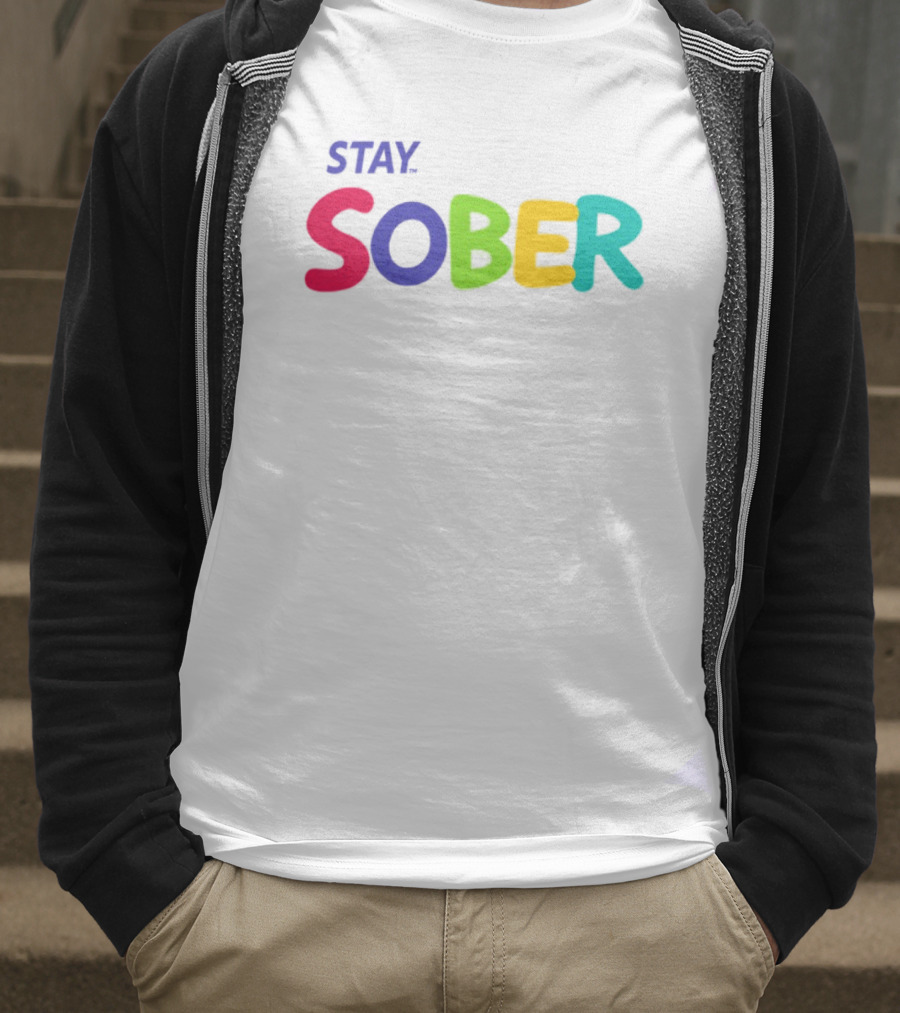 Stay Sober Bright Colorful Text Gaming T-Shirt