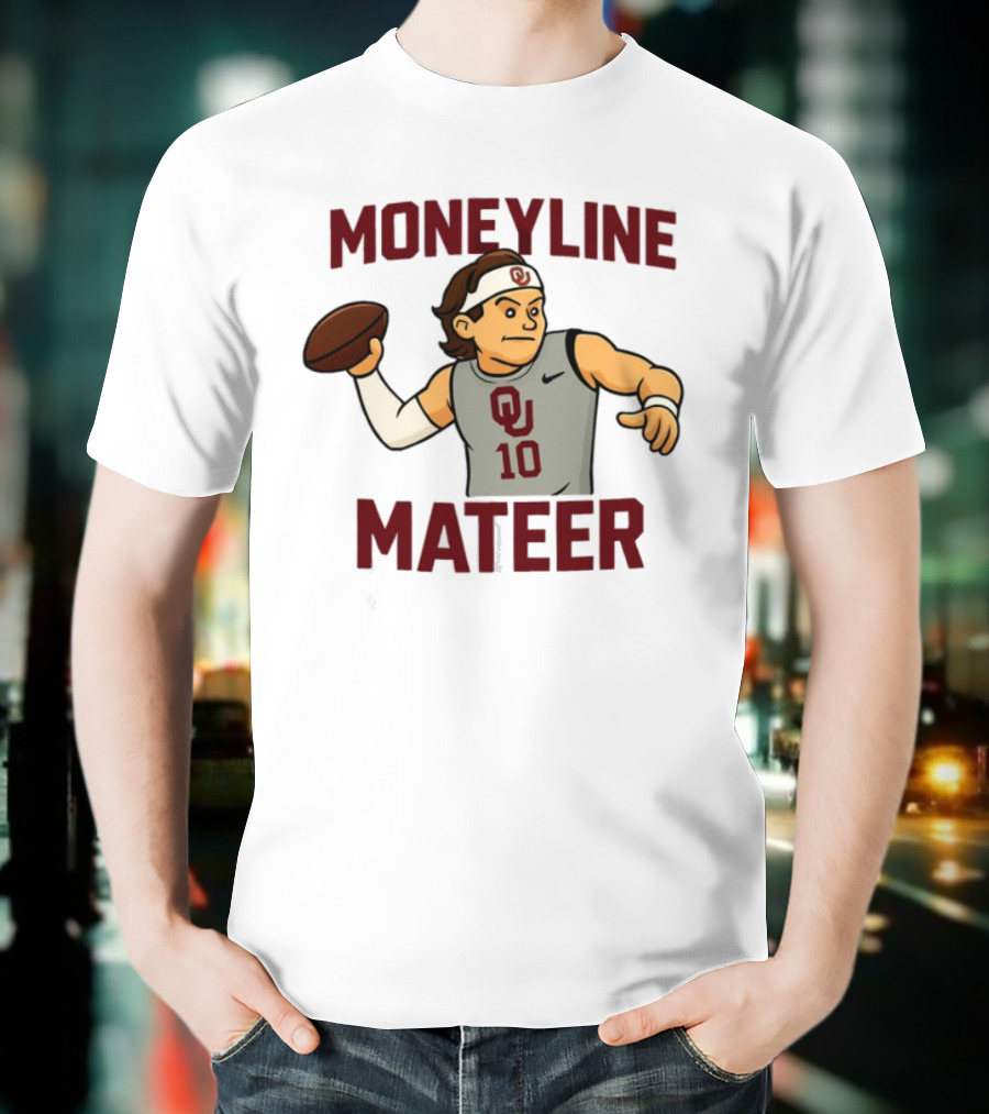 Moneyline Mateer OU Football Throwing Action T-Shirt