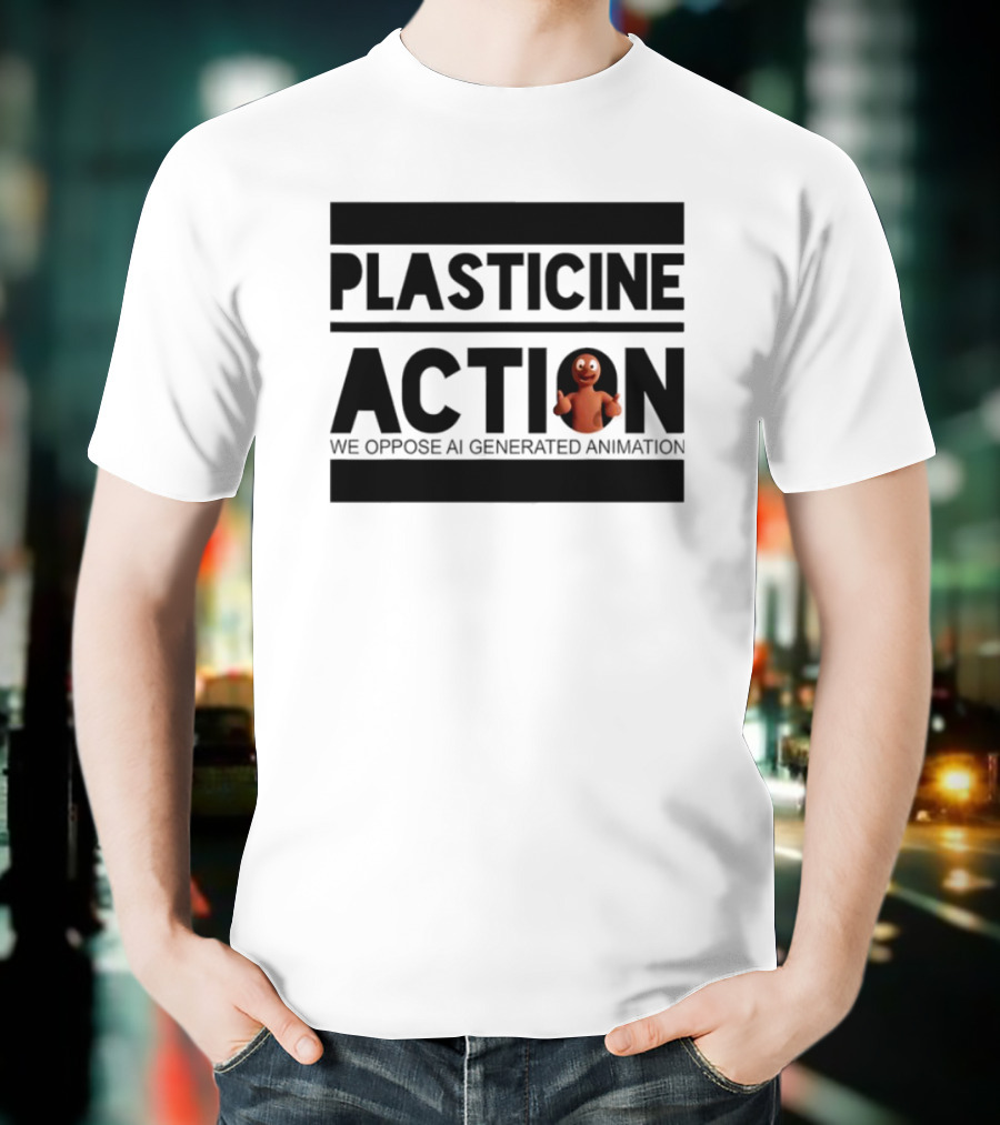 Plasticine Action We Oppose AI Generated Animation Claymation Thumbs Up T-Shirt