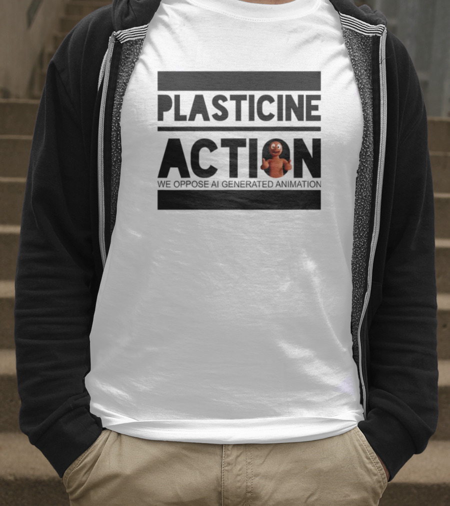 Plasticine Action We Oppose AI Generated Animation Claymation Thumbs Up T-Shirt