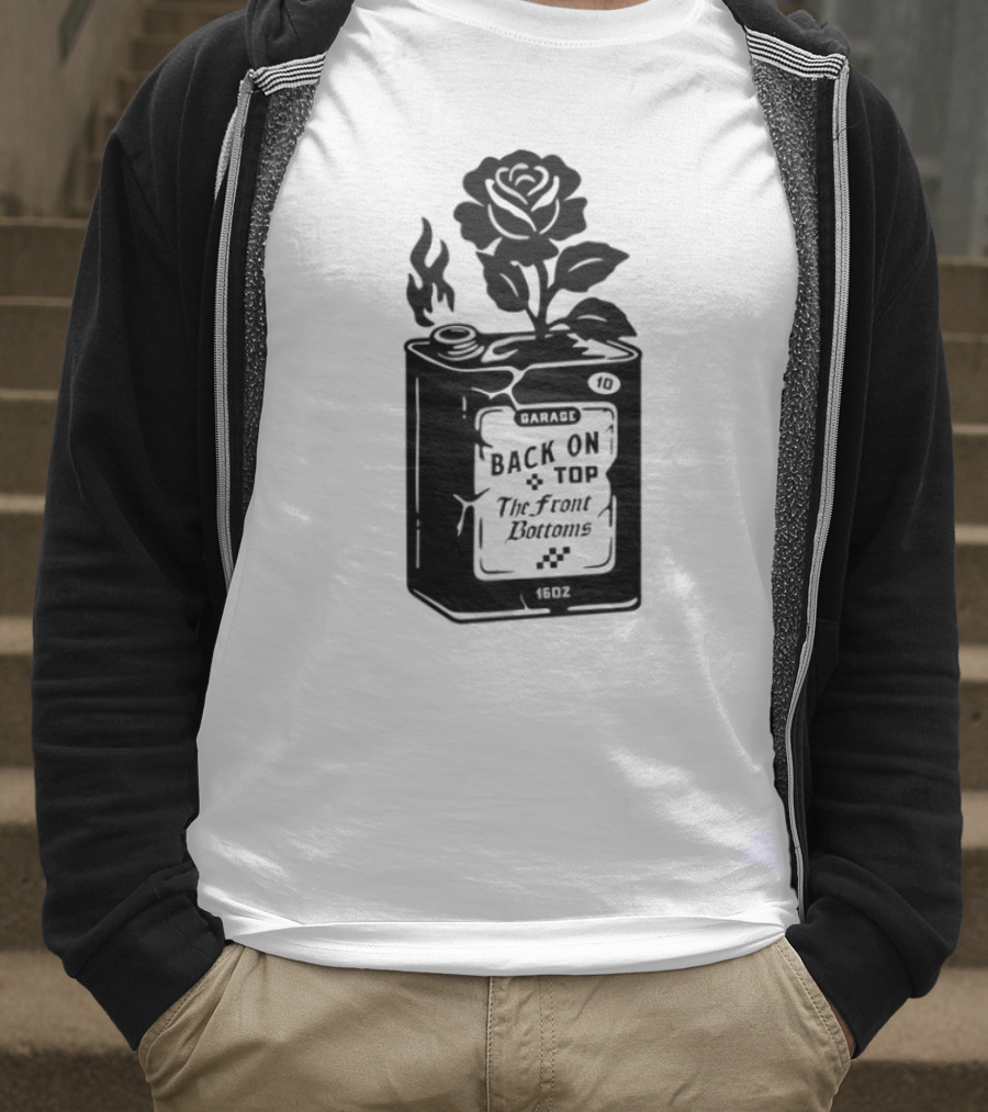 Back On Top The Front Bottoms Lighter-Inspired Art With Rose Motif T-Shirt