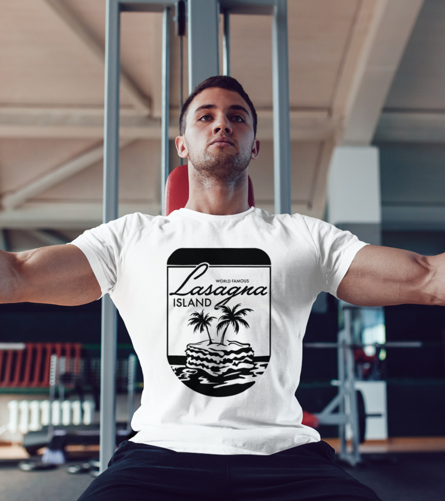 World Famous Lasagna Island Cat Cartoon Comic Humor Retro Style T-Shirt