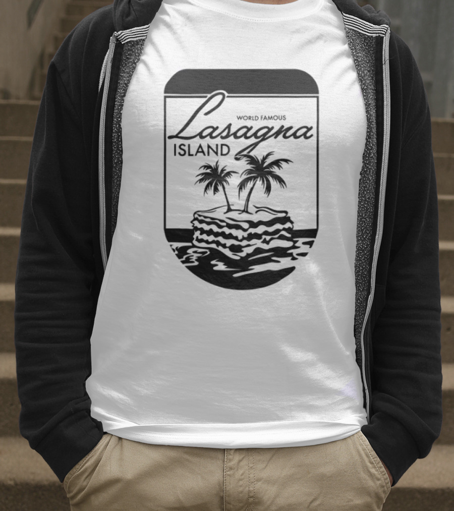 World Famous Lasagna Island Cat Cartoon Comic Humor Retro Style T-Shirt