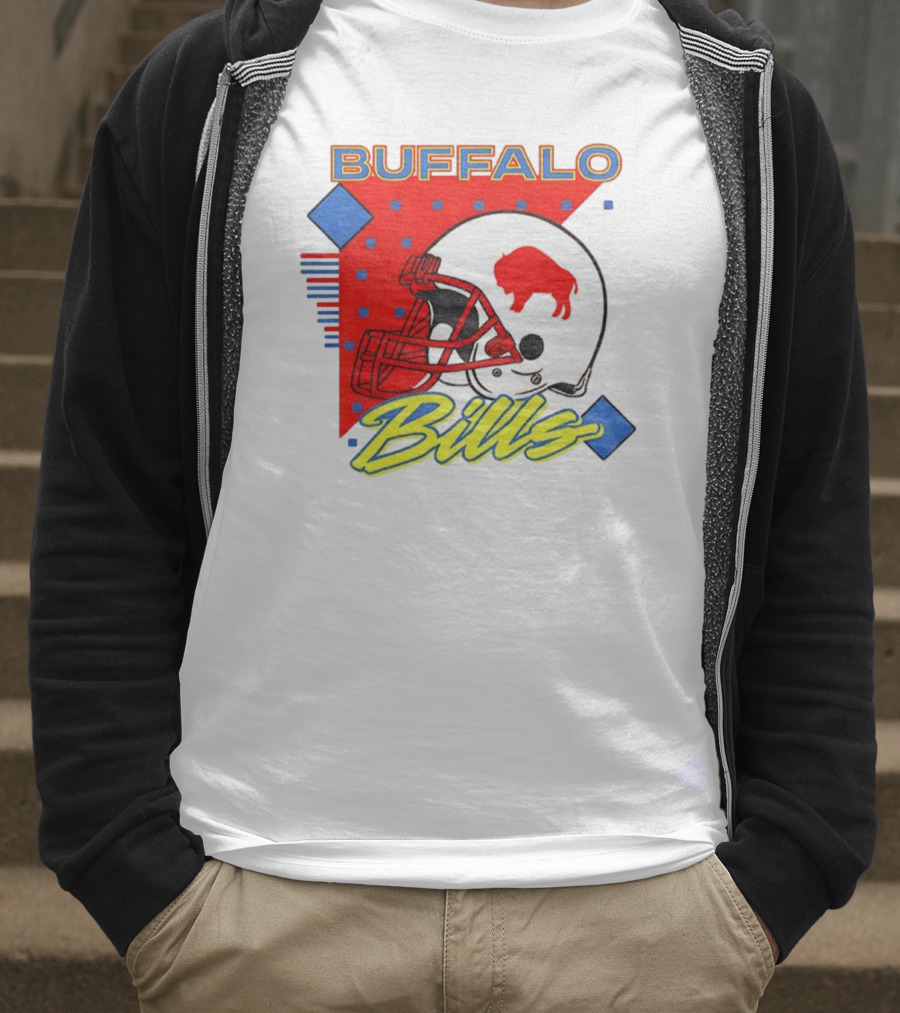 Buffalo Bills 90s Style Football Helmet Retro NFL Game Day T-Shirt