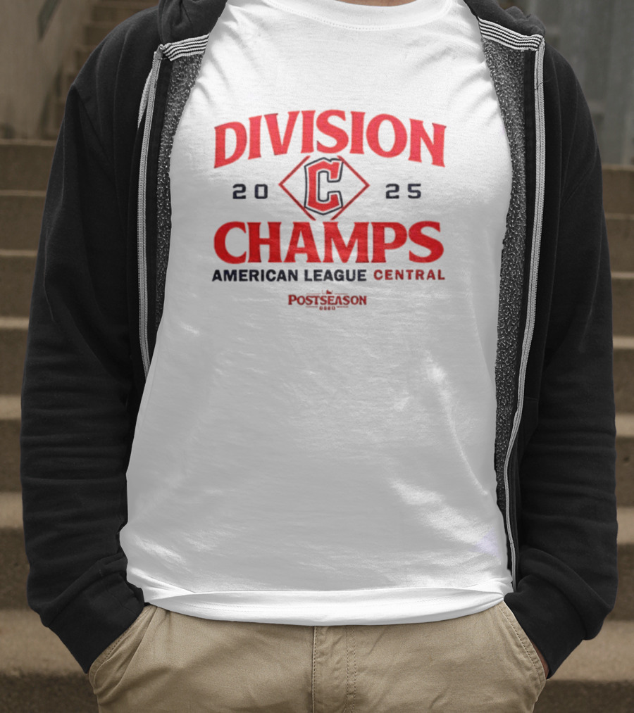 Cleveland Guardians 2025 American League Central Division Champs Postseason T-Shirt