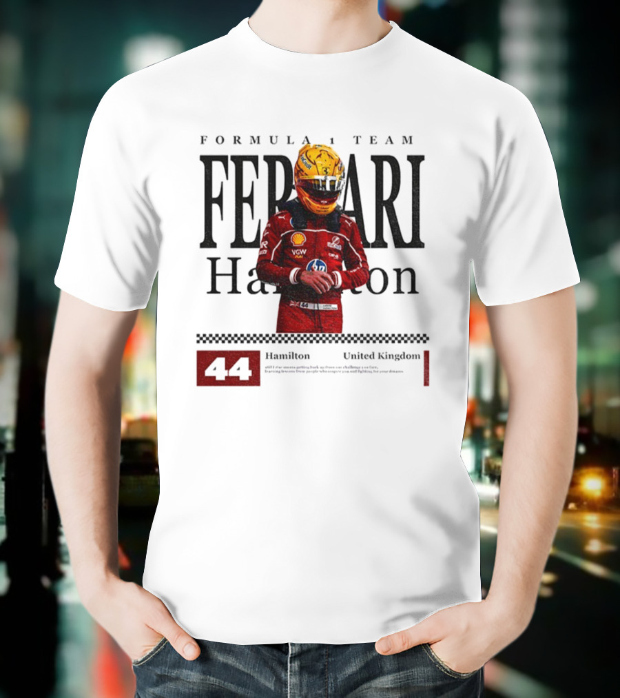 Ferrari Hamilton Red Racing Suit 44 UK Formula 1 Team T-Shirt