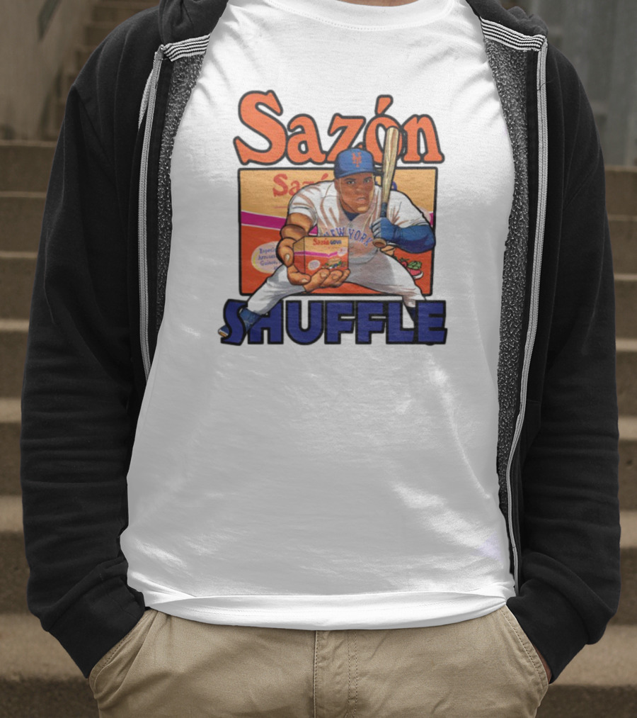 New York Sazón Goya Baseball Player Shuffle T-Shirt