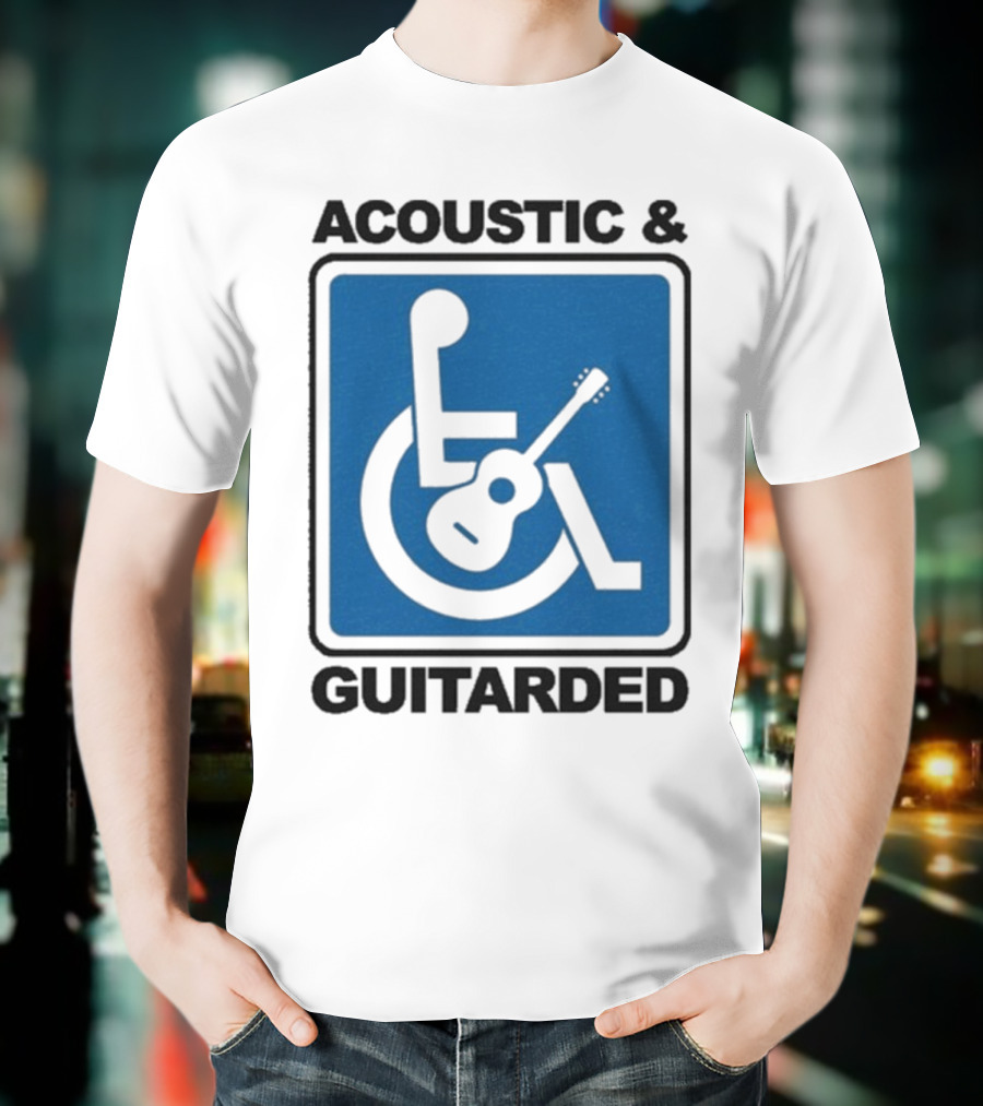 Acoustic And Guitarded Wheelchair Symbol Guitar Icon T-Shirt