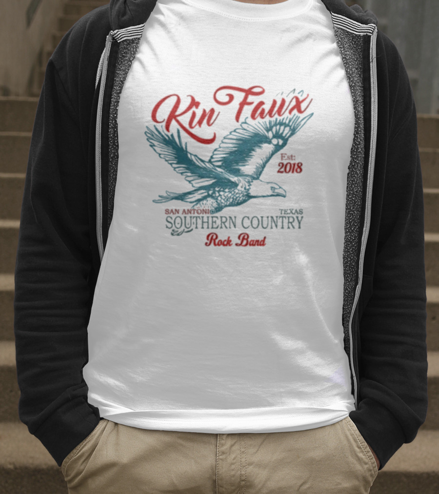 Kin Faux Southern Country Rock Band San Antonio Texas Eagle Est 2018 T-Shirt