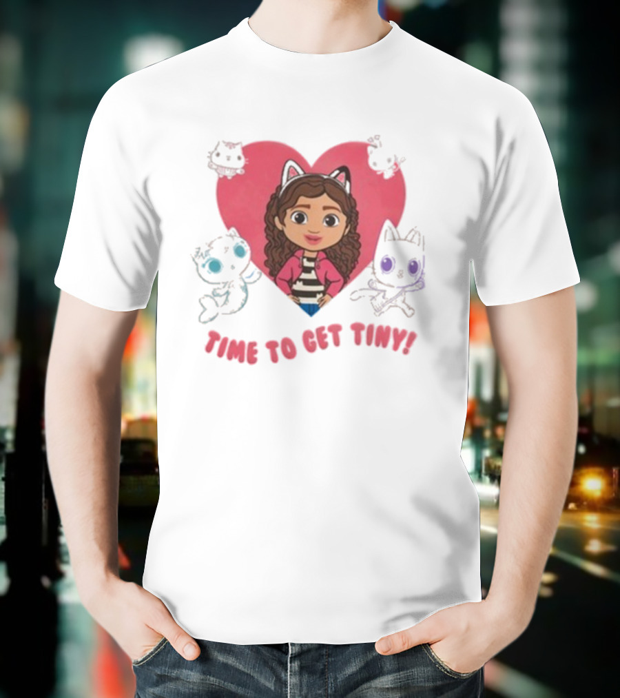 Time To Get Tiny Gabby’s Dollhouse Heart And Cats Characters T-Shirt