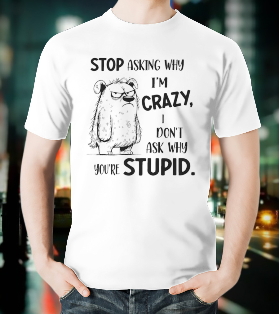 Stop Asking Why I’m Crazy I Don’t Ask Why You’re Stupid Grumpy Monster T-Shirt