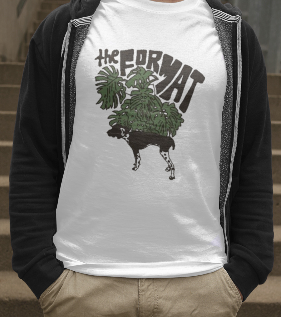 The Format Tropical Leaves And Dog Mustard T-Shirt