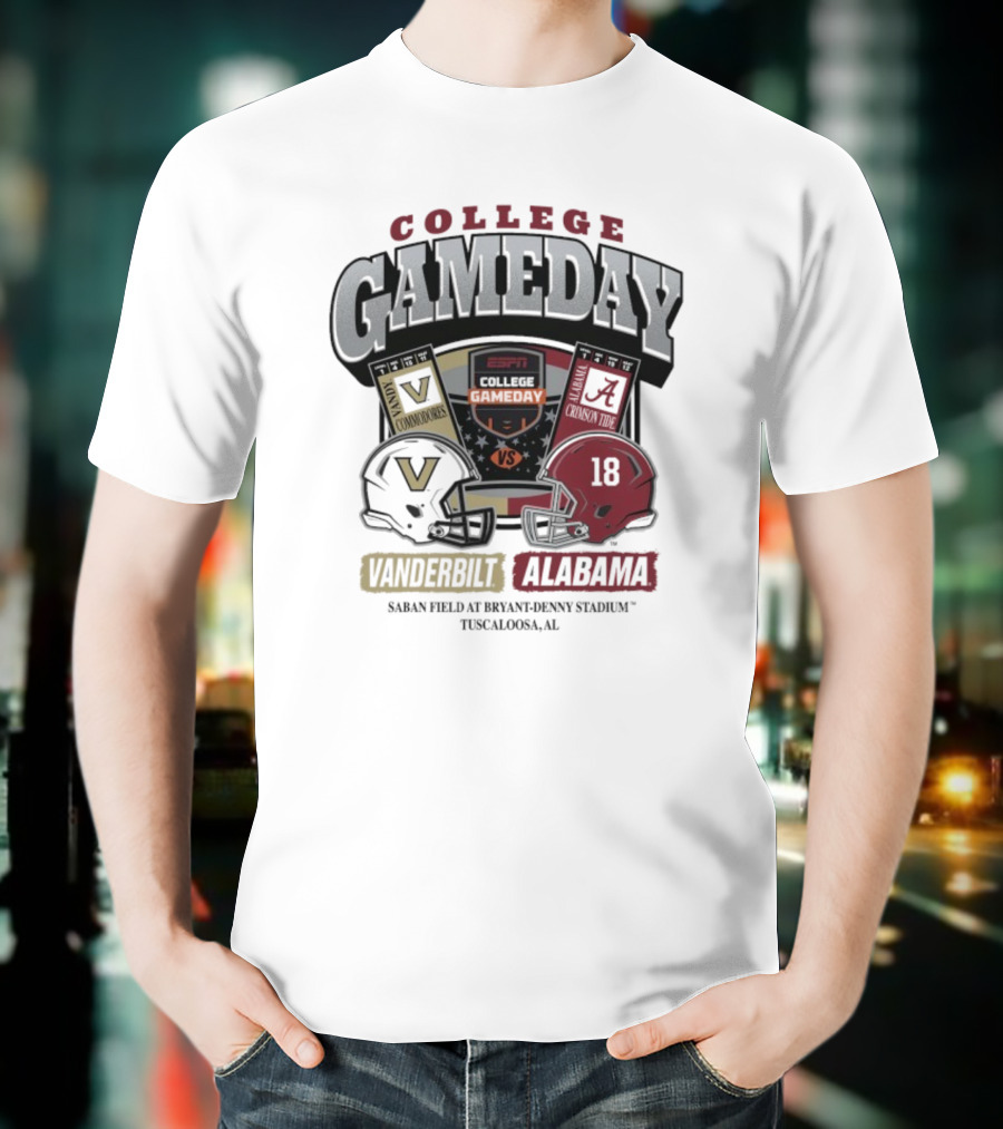 College GameDay Vanderbilt Commodores Vs Alabama Crimson Tide Saban Field Bryant Denny Stadium Tuscaloosa 2025 T-Shirt